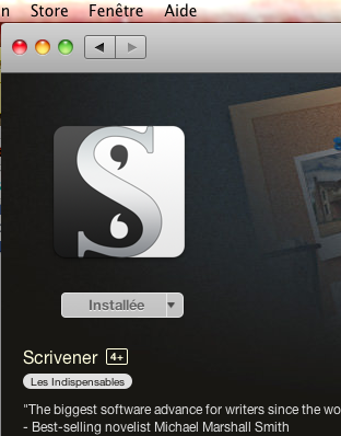 Scrivener.app installée
